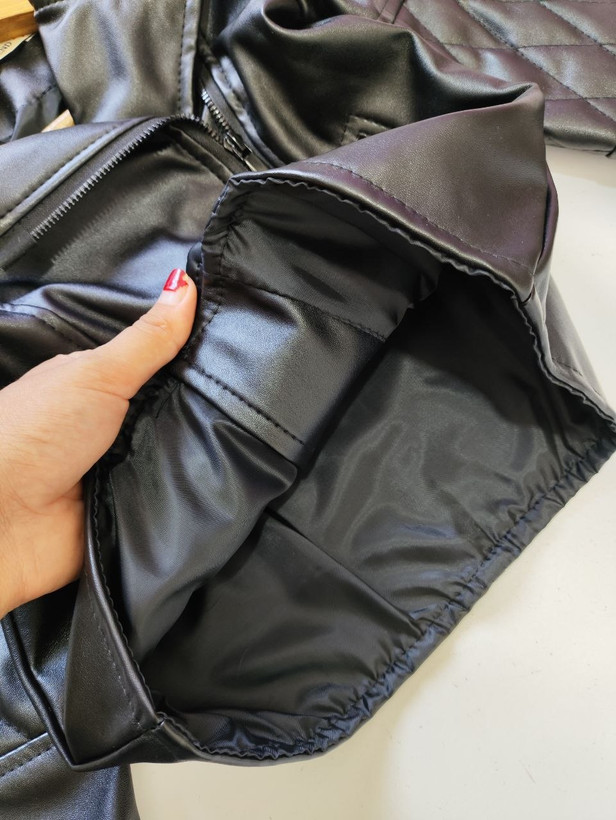 کاپشن چرم بچگانه اسپرت مشکی